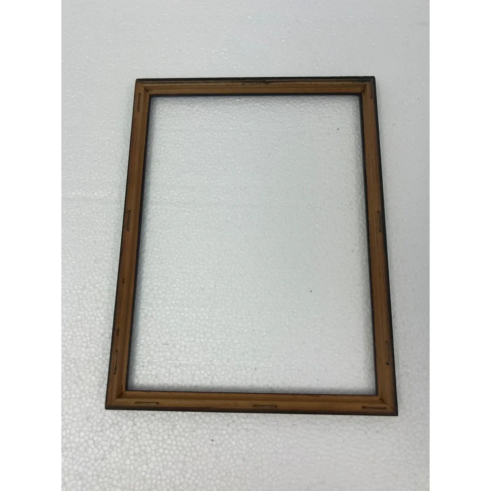 Vintage Carved Wood Picture Frame Art Deco Border Dark Brown 7.5x10 Inch antique