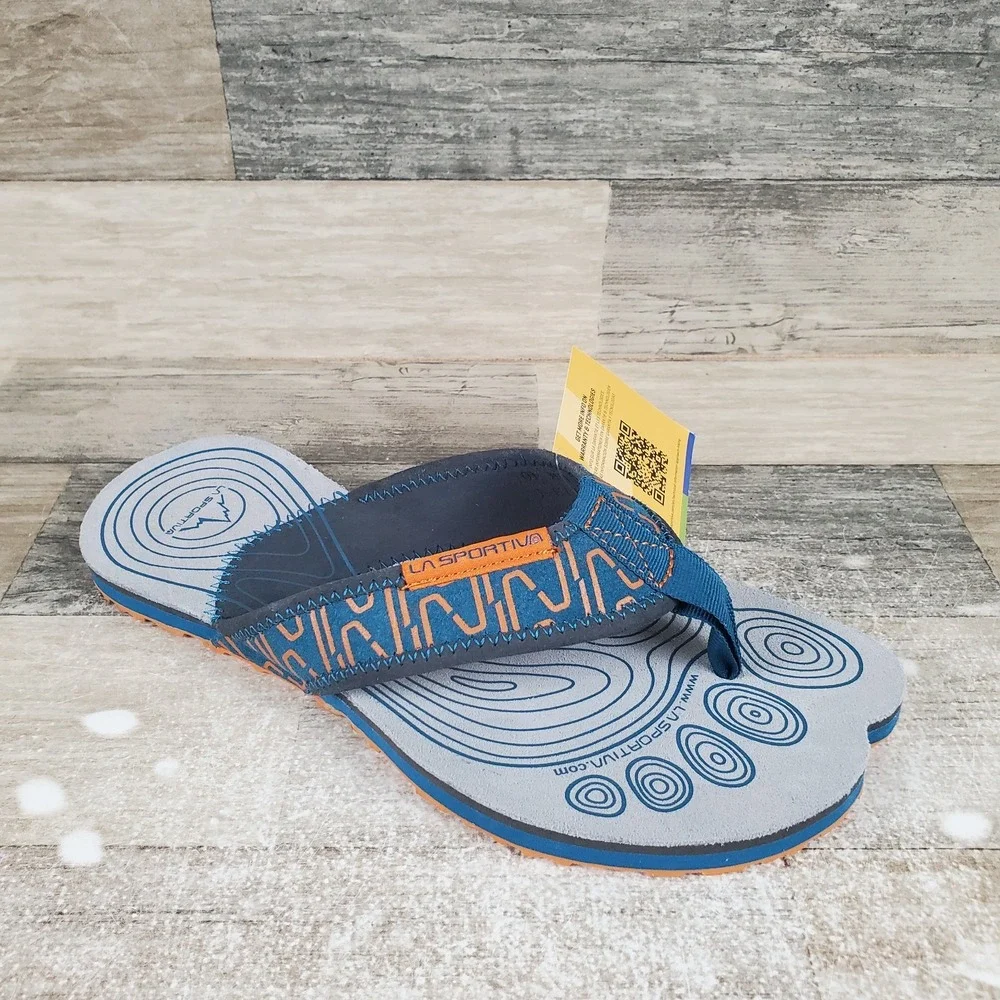 La Sportiva Mens Swing Sandals Sz 6.5 Space Blue Maple Slip On Flip Flops Thong
