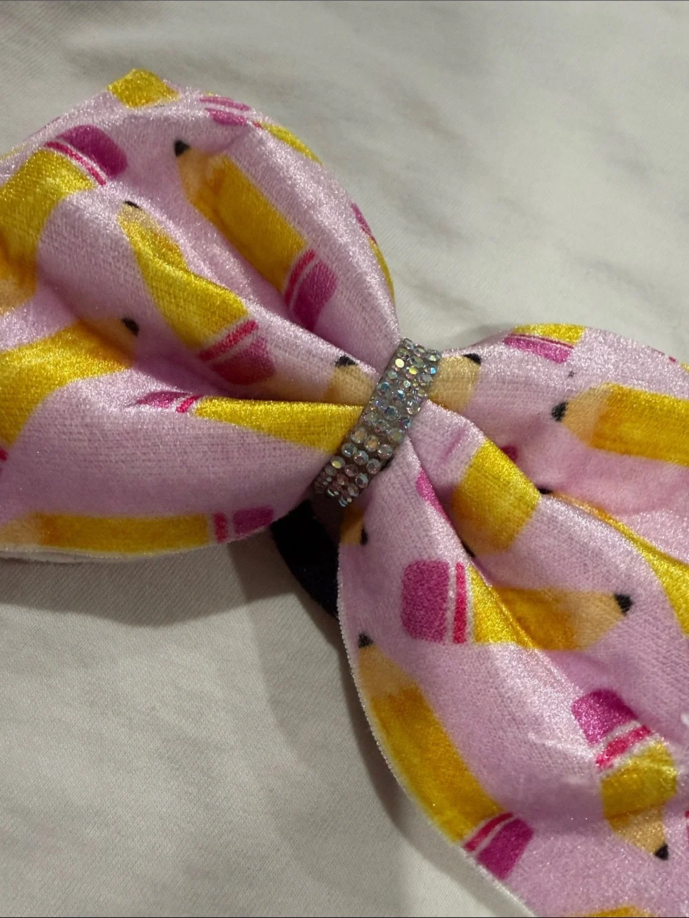 Kids Alphabet & Pencil Bow Hair Elastics - White and Pink