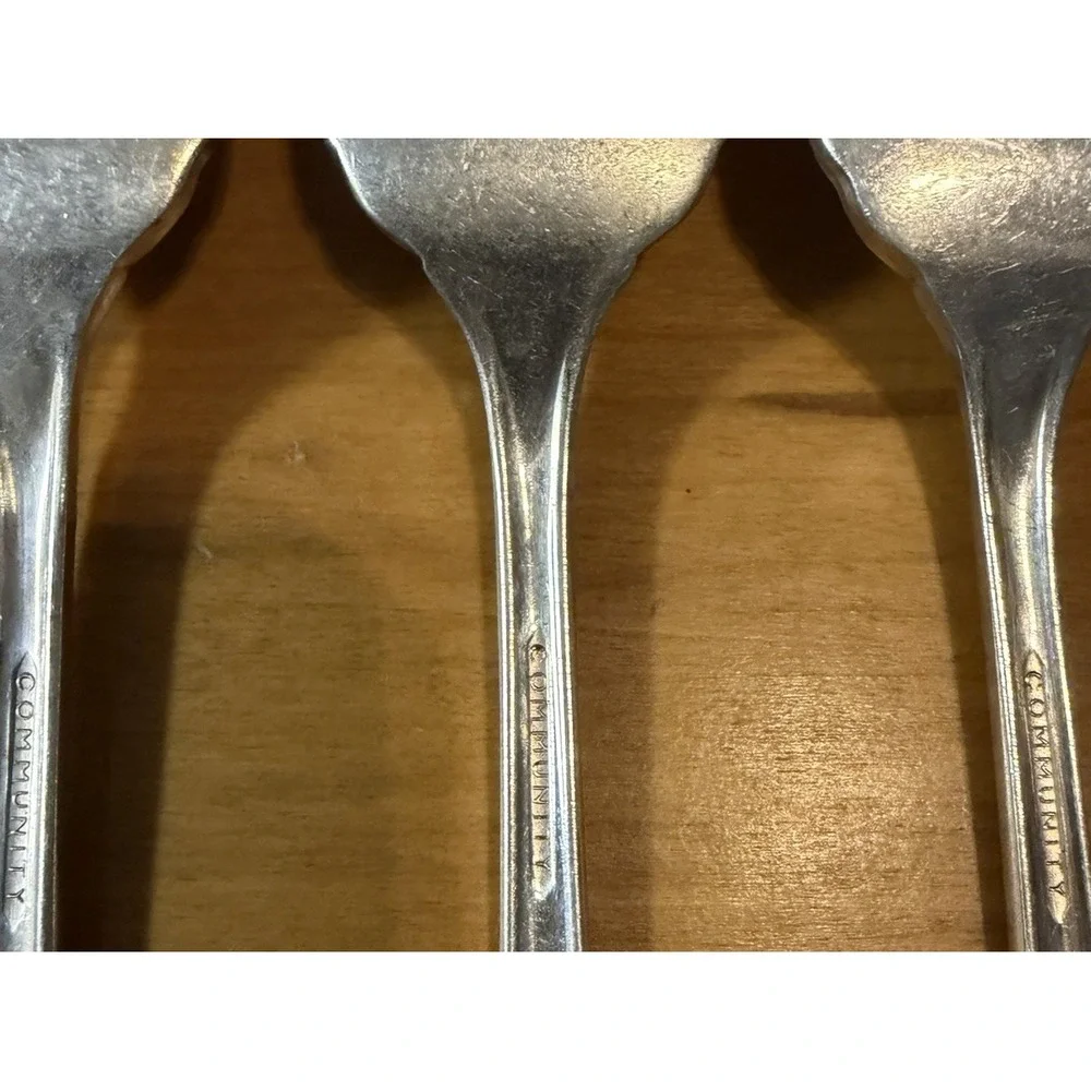 Lot 4 Oneida Community Evening Starsilverplate Salad Forks 6 5/8