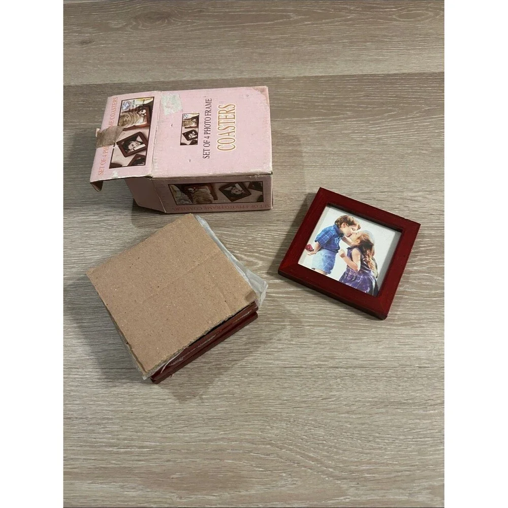 Set of 4 Photo Frame Coasters - Wooden Frame
