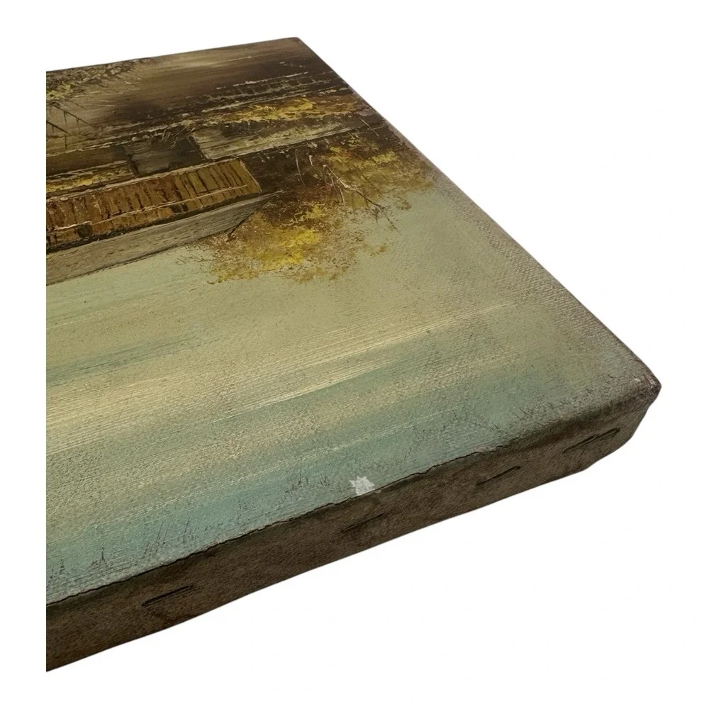 Vintage Wrapped Canvas‎ Picture of Covered Wooden Bridge Country Cottage 10