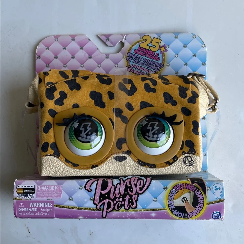 Purse Pets Interactive Sounds & Motion Crossbody - Leopard Print Green Eyes
