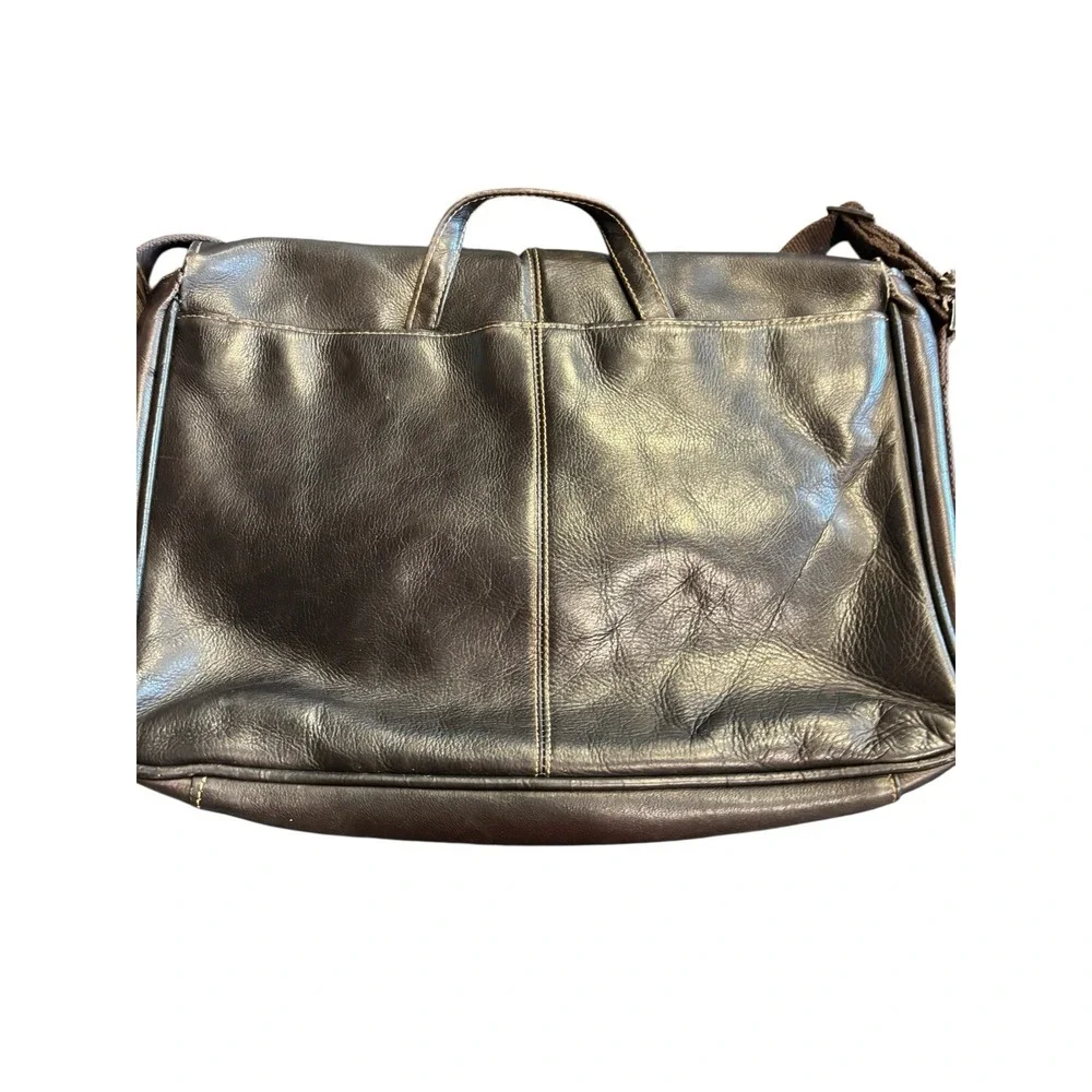 KENNETH COLE REACTION Messenger‎ Briefcase Brown Leather Laptop Bag