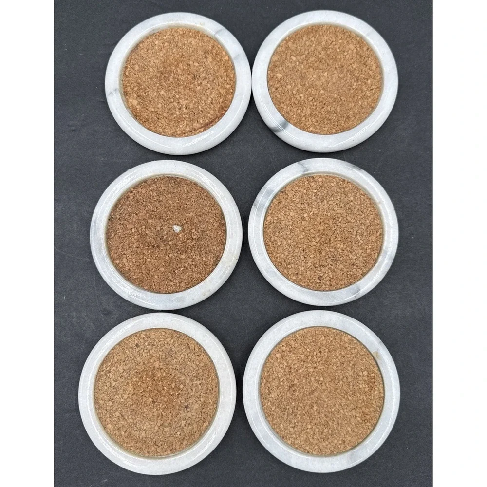 Vintage Round Marble Edging Cup Drink Coasters Set of 6‎