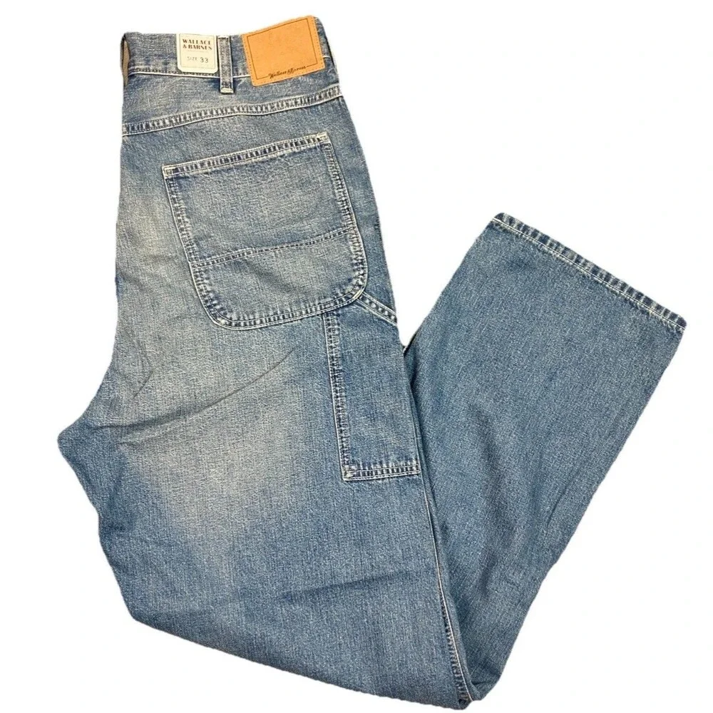 J.Crew Wallace & Barnes Carpenter Jeans Men 33 Japanese Denim Workwear Utility