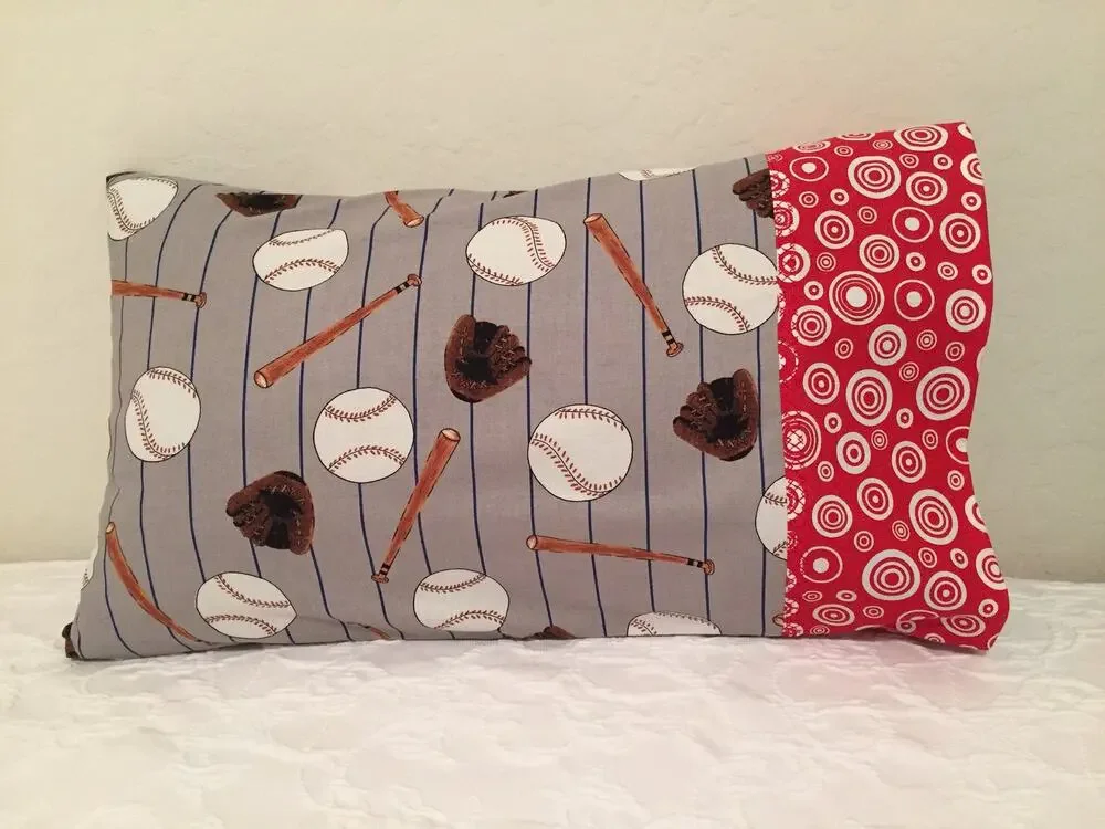 PLAY BALL! Toddler/Travel Size 100% Cotton Handmade PILLOWCASE