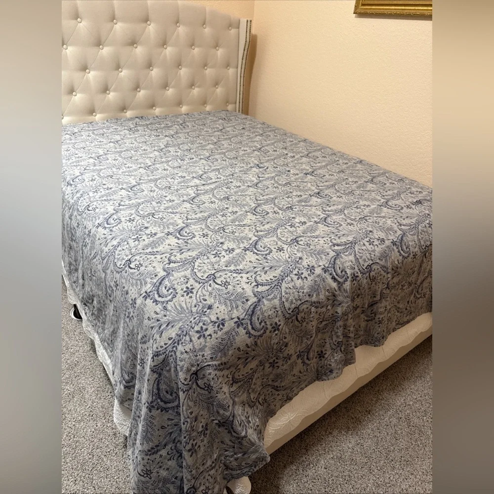 Ethan‎ Allen Queen Duvet Cover Blue Gray Paisley 90