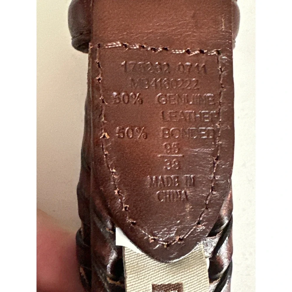 Fossil Belt Mens 38 Braided Leather Brown Adjustable Woven‎ Classic