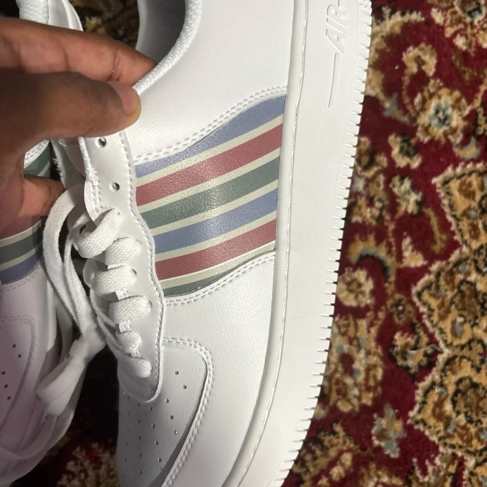 Gucci White Sneakers with Multicolor Stripes