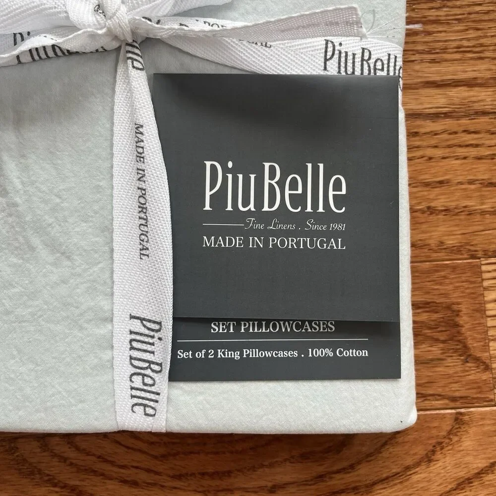 PiuBelle Portugal 2 King Pillowcases Gray Cotton Percale Piu Belle