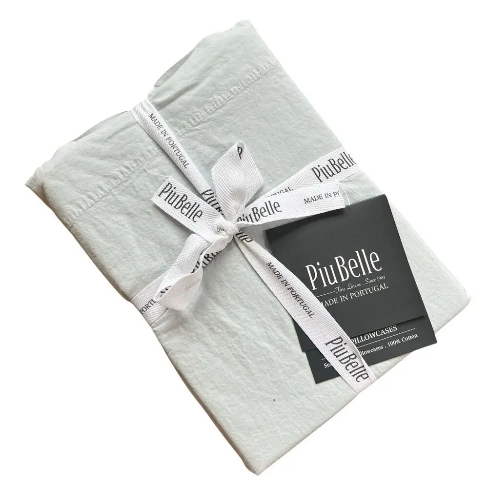 PiuBelle Portugal 2 King Pillowcases Gray Cotton Percale Piu Belle