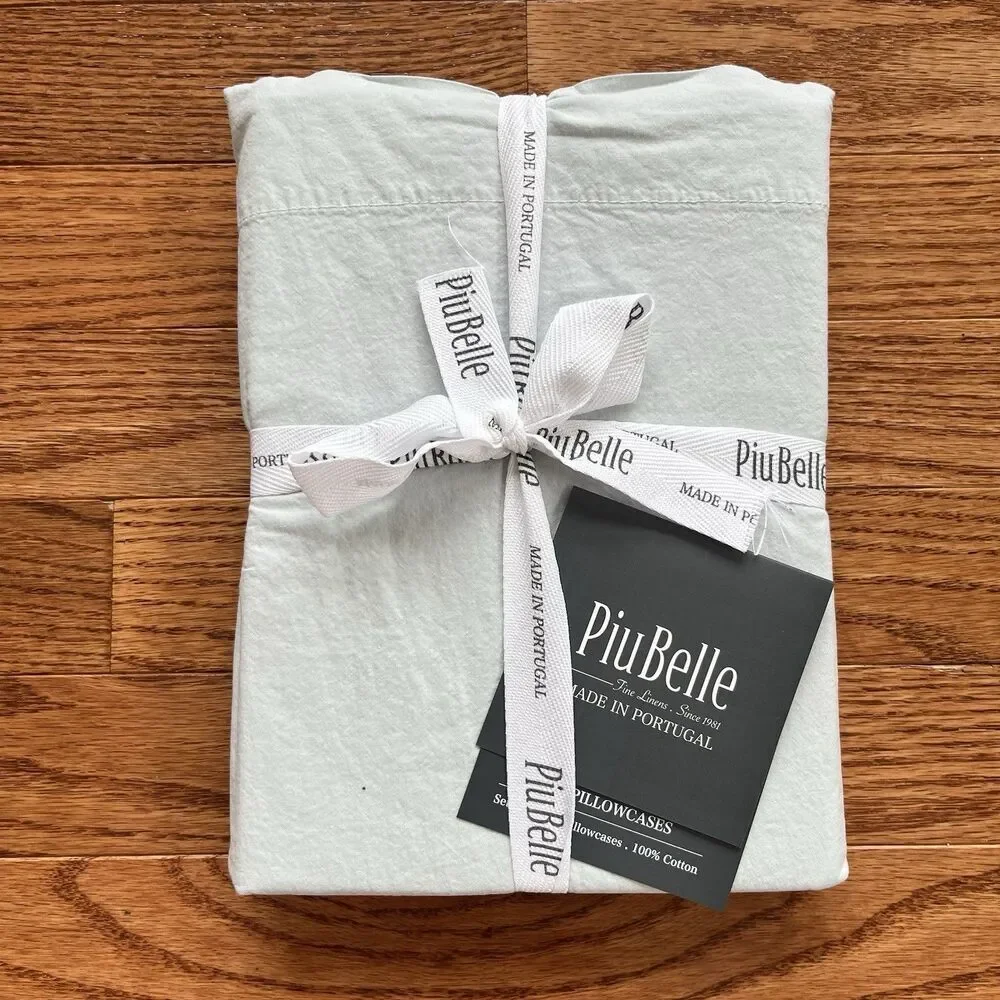 PiuBelle Portugal 2 King Pillowcases Gray Cotton Percale Piu Belle
