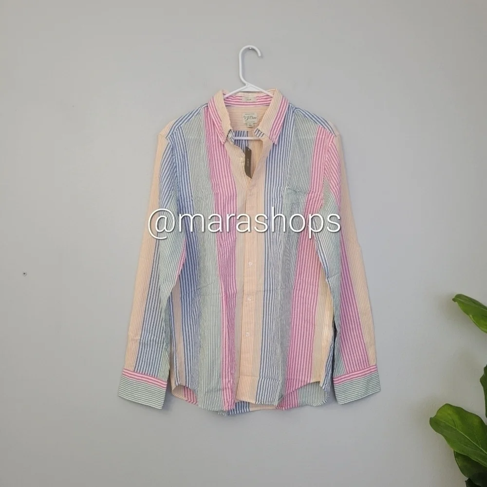 J. CREW Slim Seersucker Stripe Shirt