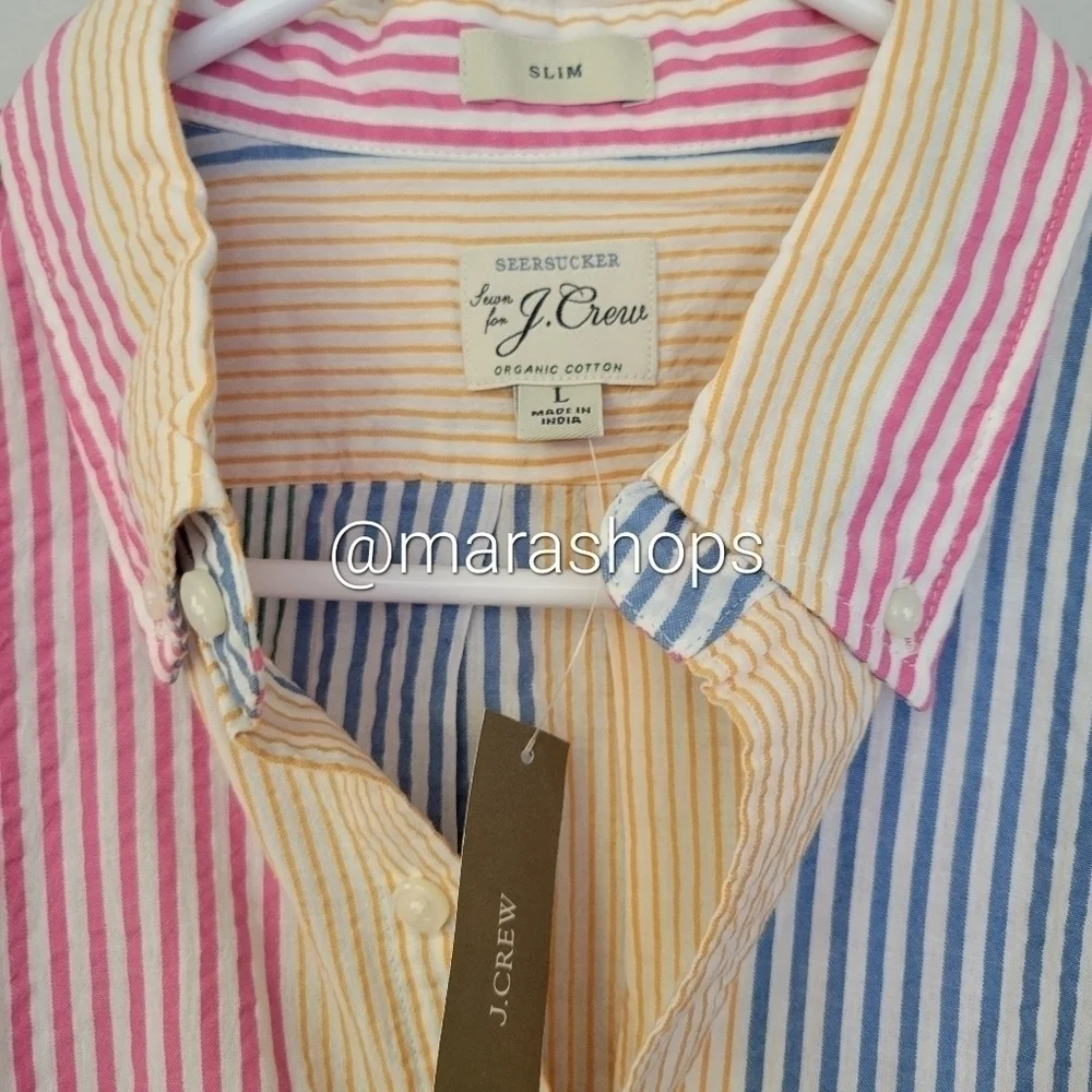 J. CREW Slim Seersucker Stripe Shirt