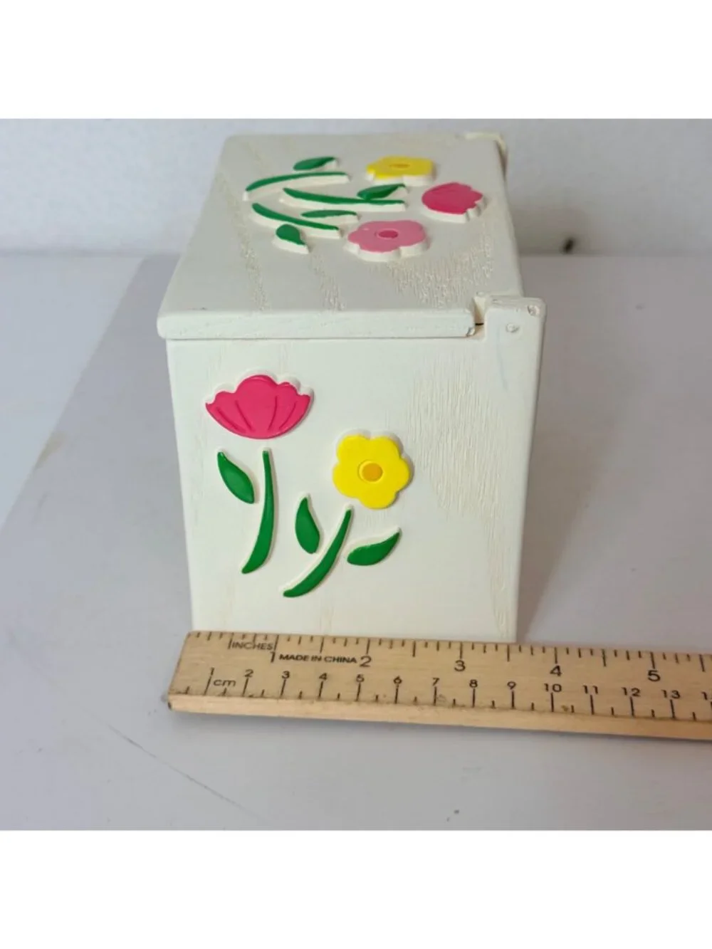Vintage FTD Recipe Card Box Retro USA Floral Hinged Lid Holder Kitchen Storage