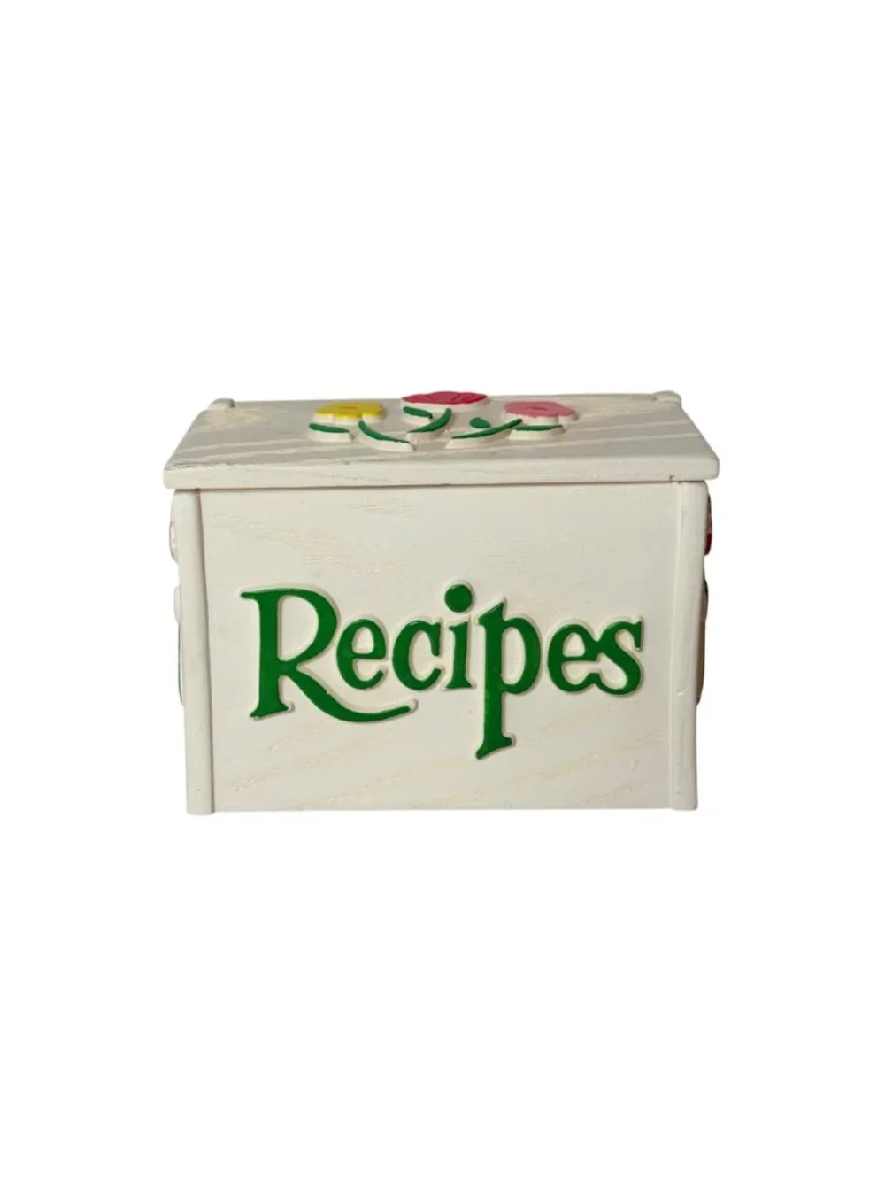 Vintage FTD Recipe Card Box Retro USA Floral Hinged Lid Holder Kitchen Storage