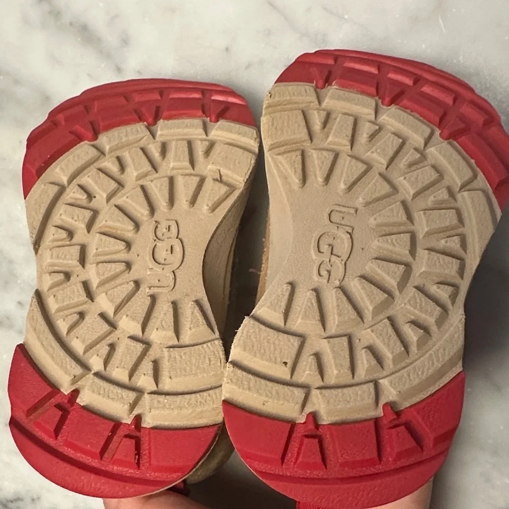 Brown Ugg Boots with Red Accents