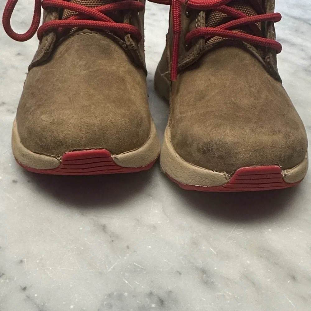 Brown Ugg Boots with Red Accents