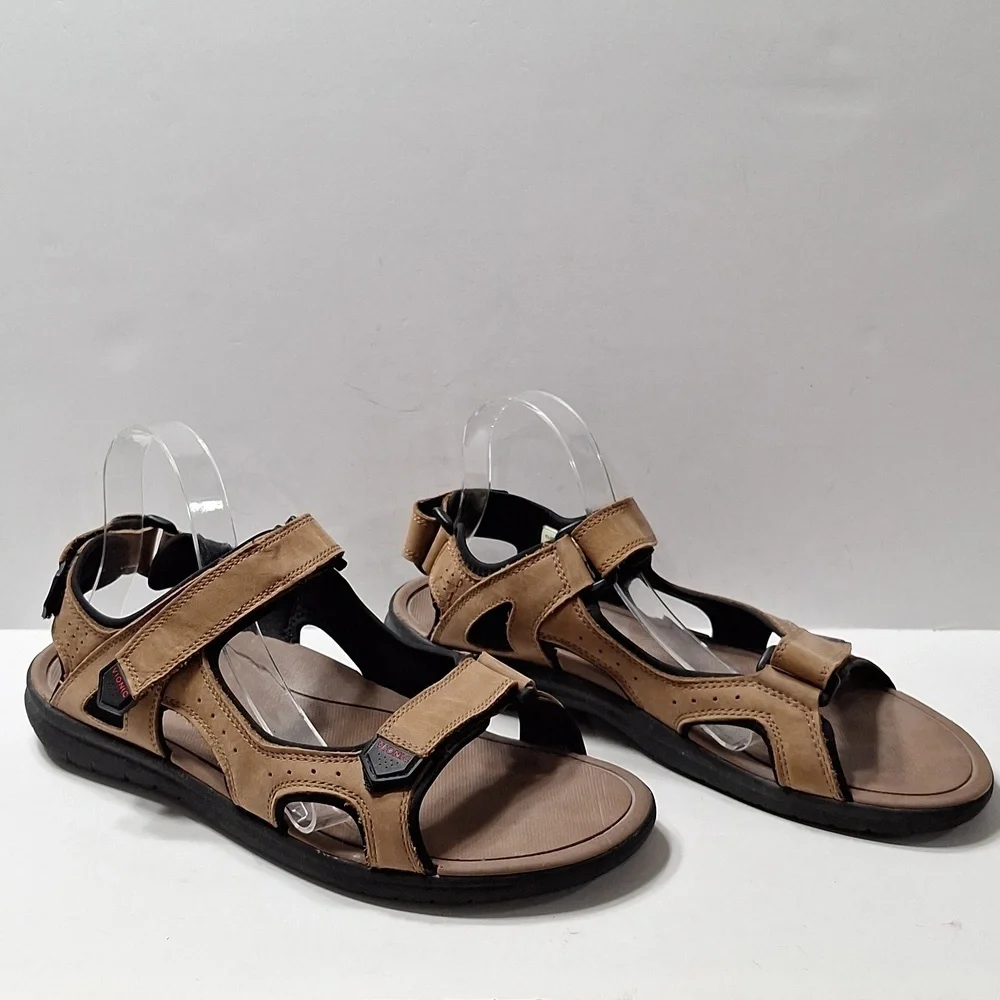 Vionic Men's Tan Neil Backstrap Hook & Loop Nubuck Leather Sport Sandasl Size 12