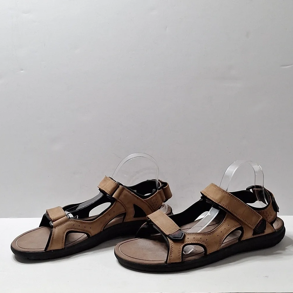 Vionic Men's Tan Neil Backstrap Hook & Loop Nubuck Leather Sport Sandasl Size 12