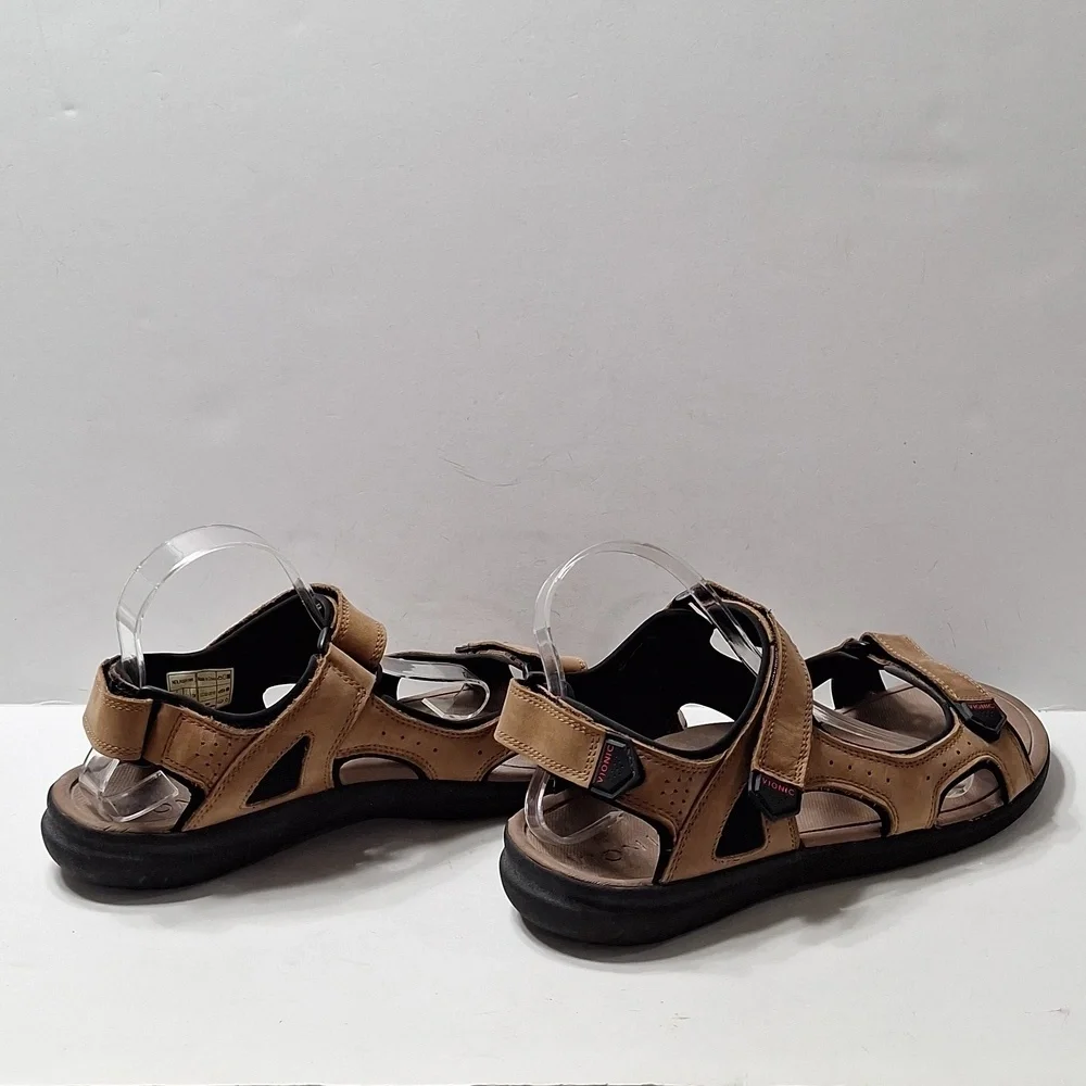 Vionic Men's Tan Neil Backstrap Hook & Loop Nubuck Leather Sport Sandasl Size 12