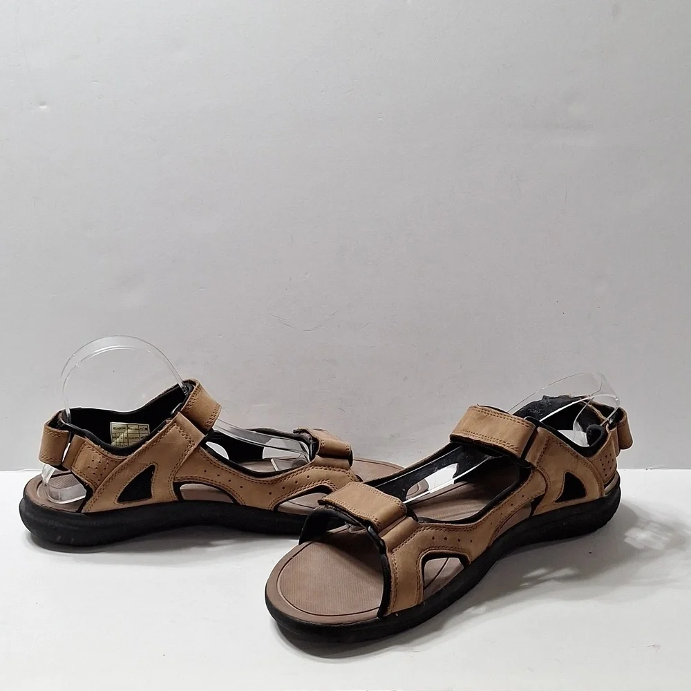 Vionic Men's Tan Neil Backstrap Hook & Loop Nubuck Leather Sport Sandasl Size 12