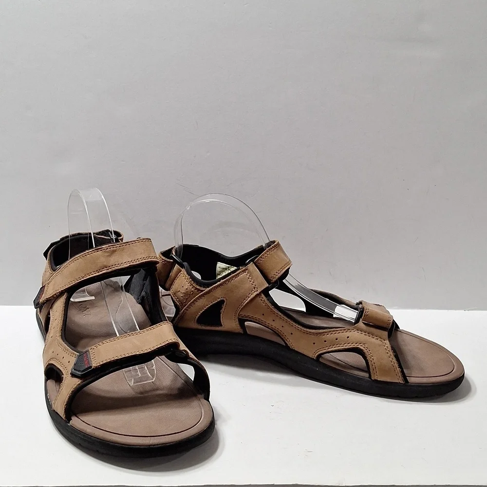 Vionic Men's Tan Neil Backstrap Hook & Loop Nubuck Leather Sport Sandasl Size 12