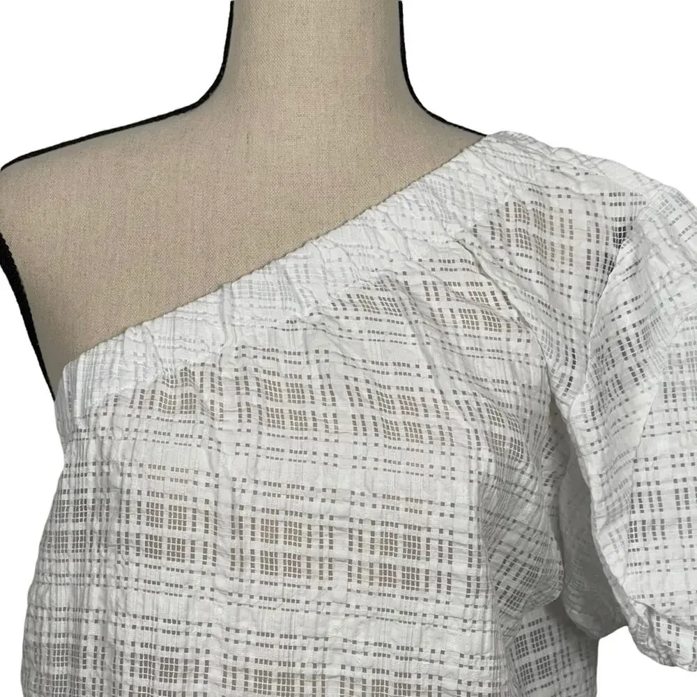 Anthropologie Current Air Blouse One Shoulder White Size Small NEW