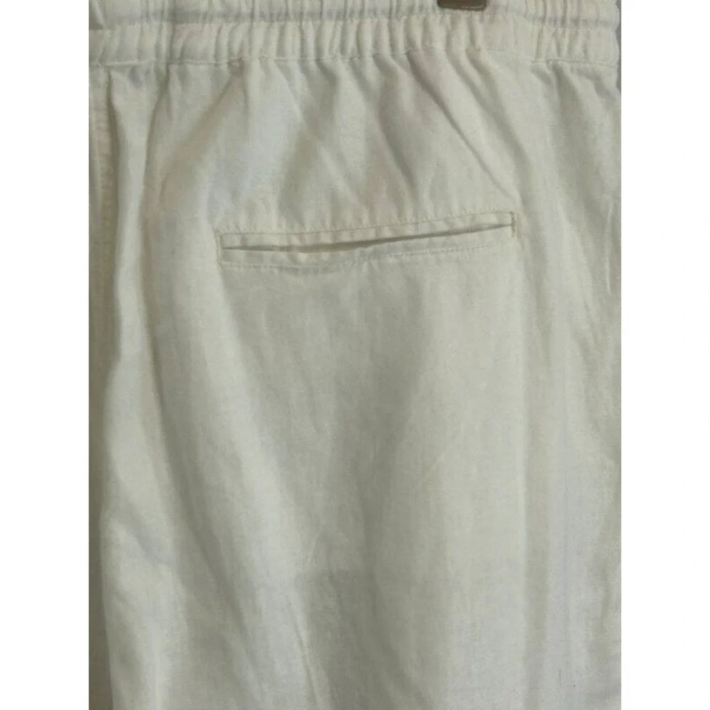 Isle Bay Linens White Linen Blend Pull On Drawstring Mens Pants 33