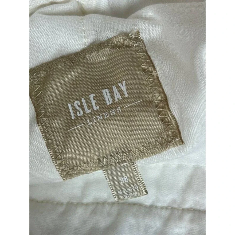 Isle Bay Linens White Linen Blend Pull On Drawstring Mens Pants 33