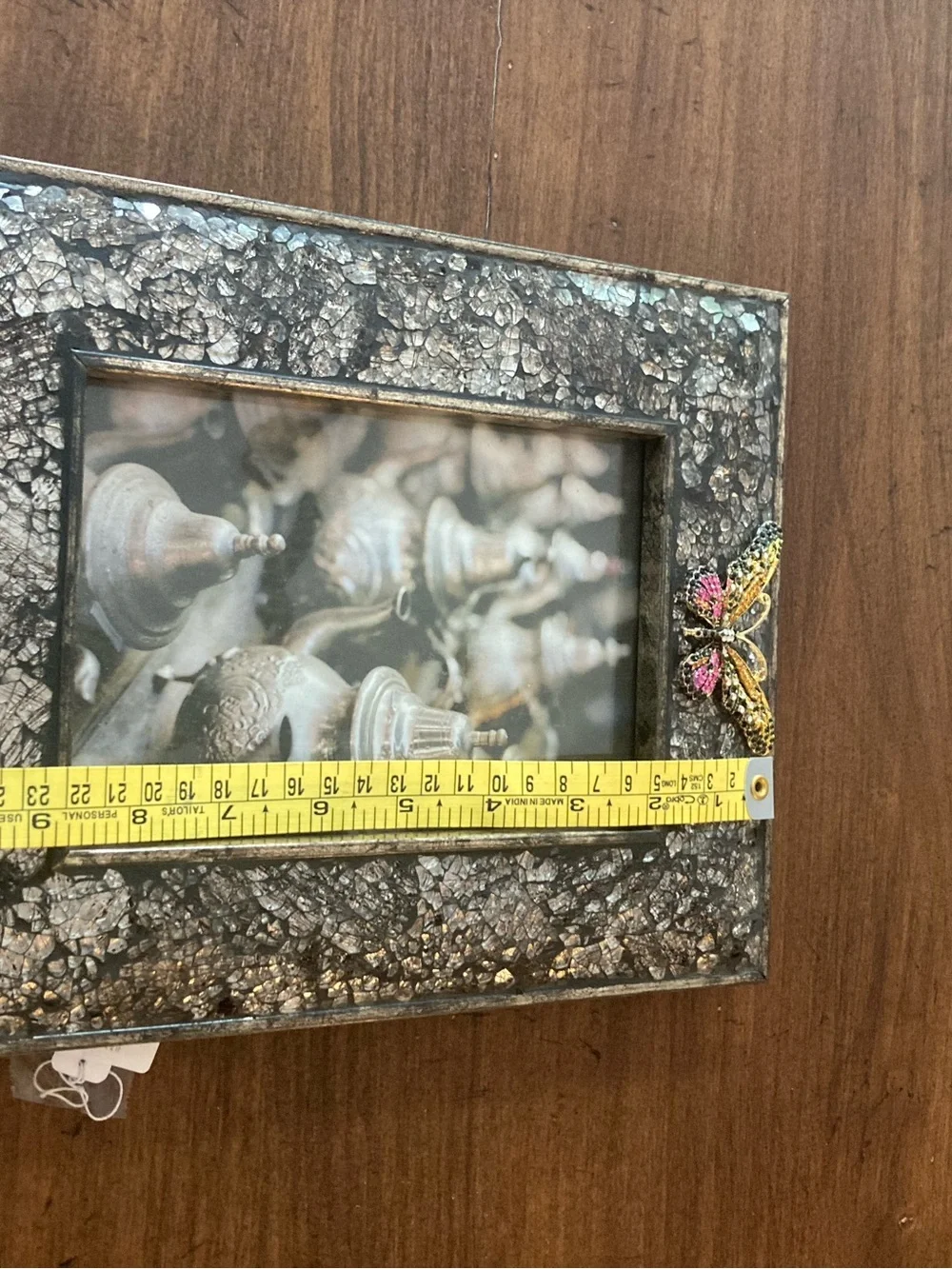 Silver Mosaic Picture Frame with Decorative Butterfly Accent 5x7