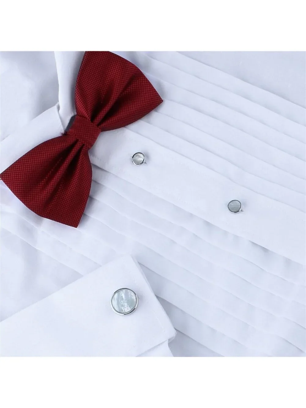 Elegant Mother-of-Pearl Tuxedo Shirt Button & Cufflink Set for Weddings & Events