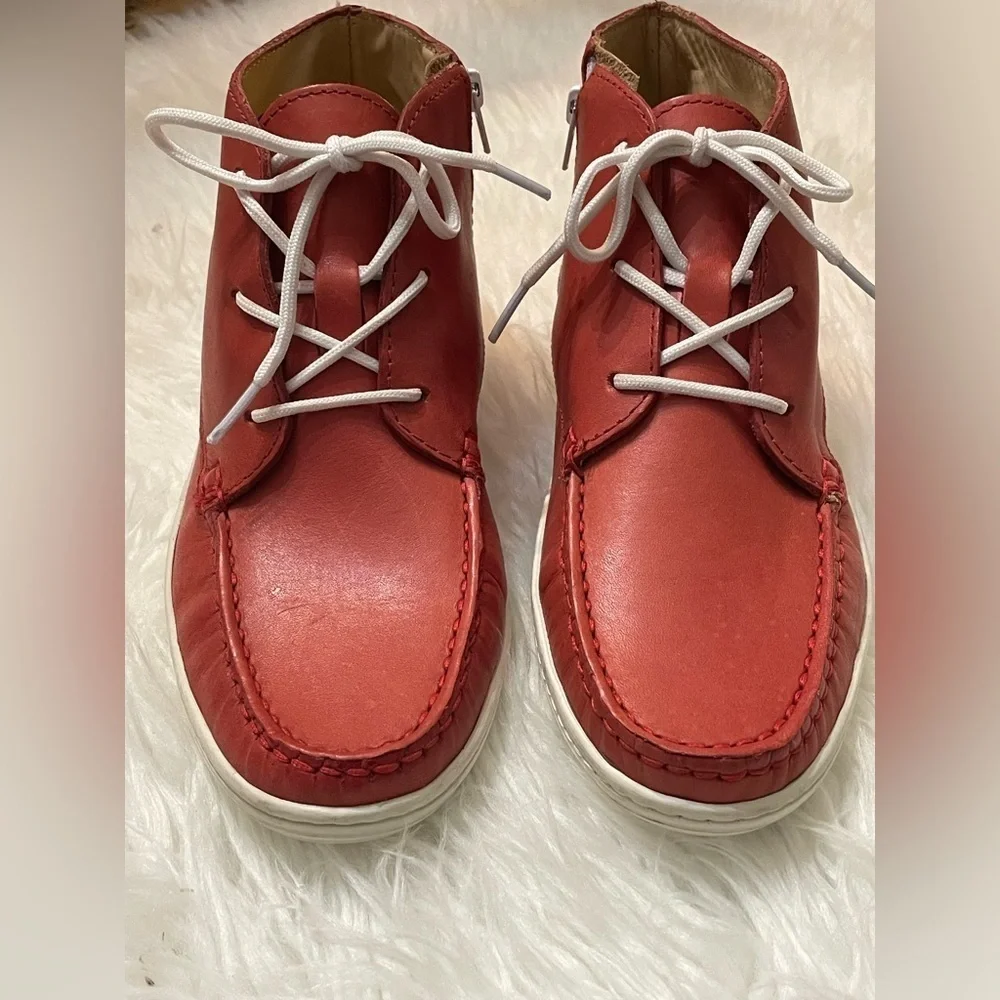 Marc Joseph | Brownish Red Grainy Leather Preppy High Top Bootie Kids Unisex Sz5