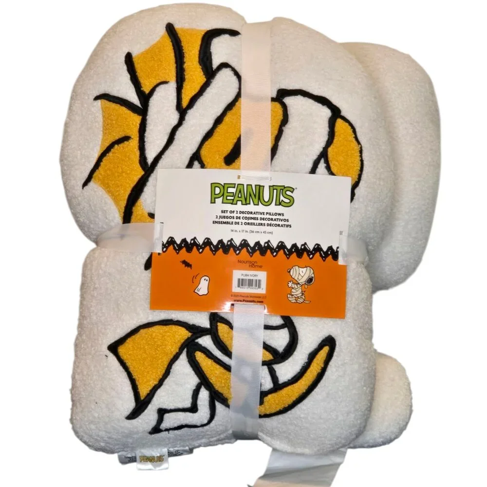 Peanuts Halloween Pillow Set 2 Snoopy Mummy Woodstock 14x17 Decorative Pillows