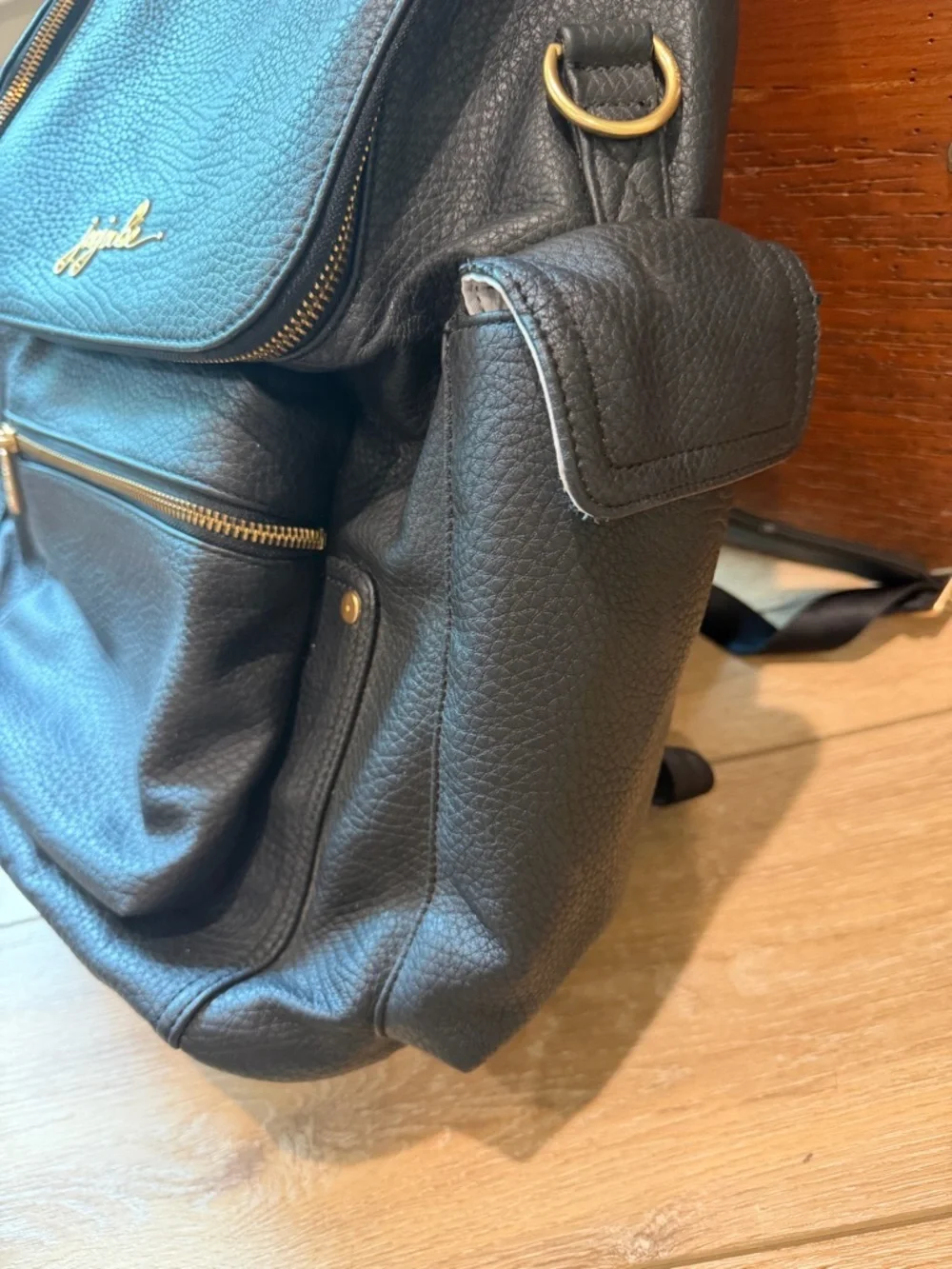 Ju-Ju-Be Black Pebbled Forever Backpack with Gold Hardware