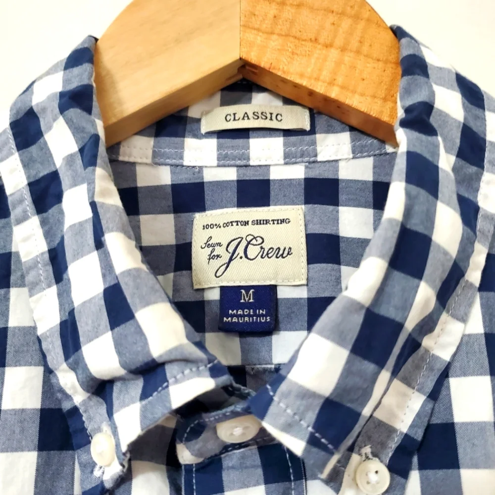 J. Crew Long Sleeve Button Down Shirt Blue Plaid Mens Medium