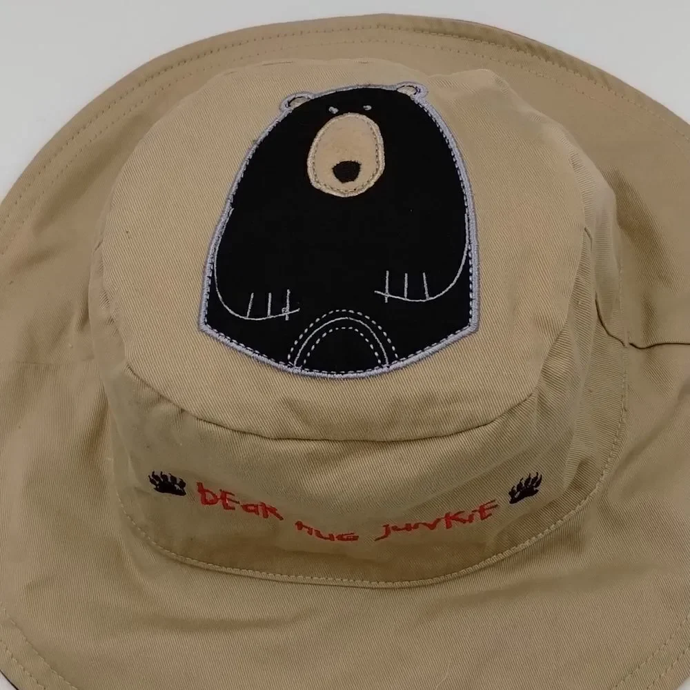 Flap Jack kids Reversible Hat for Kids Red Plaid and Tan Moose/Bear unisex