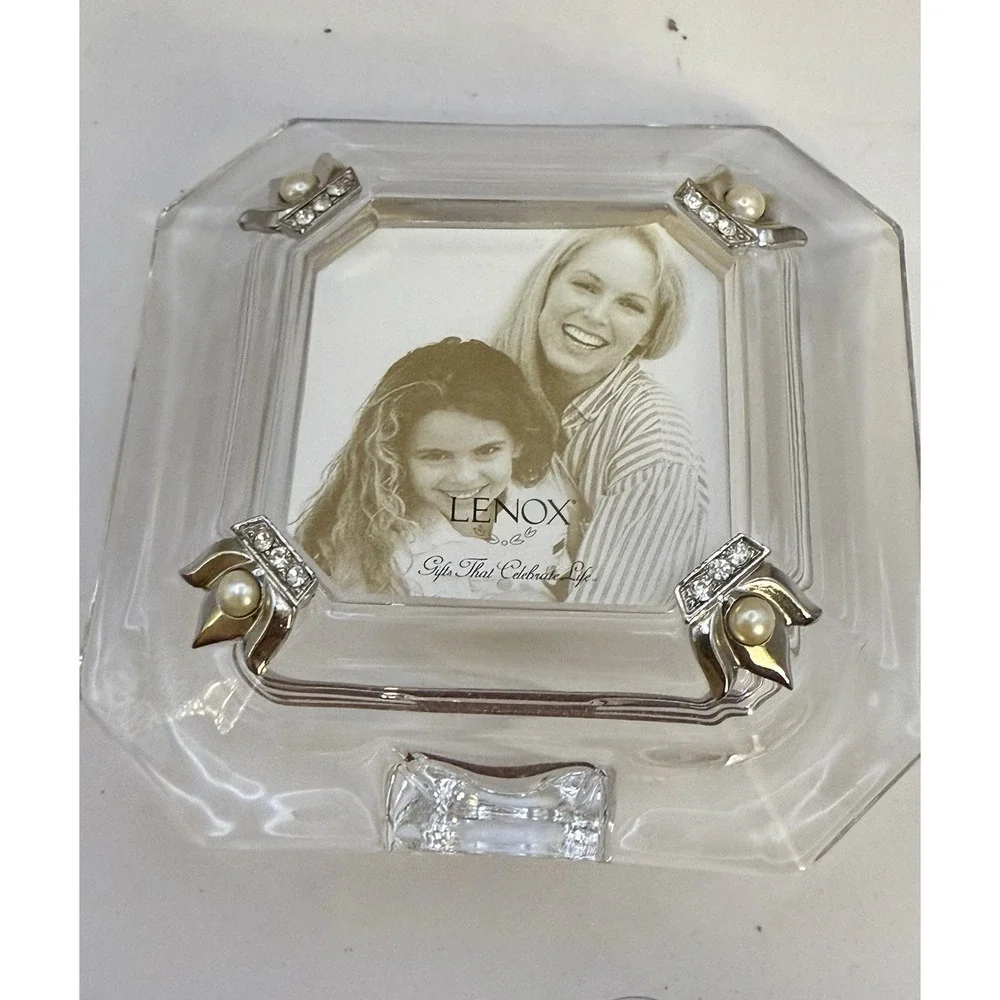 Lenox‎ Pave Jewels Diamonds & Pearls Mini Square Crystal Frame w/Box
