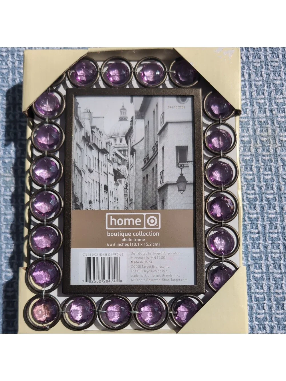 Target Boutique Collection| Picture Frame|4 X 6 Glass | Purple Gems | NIB