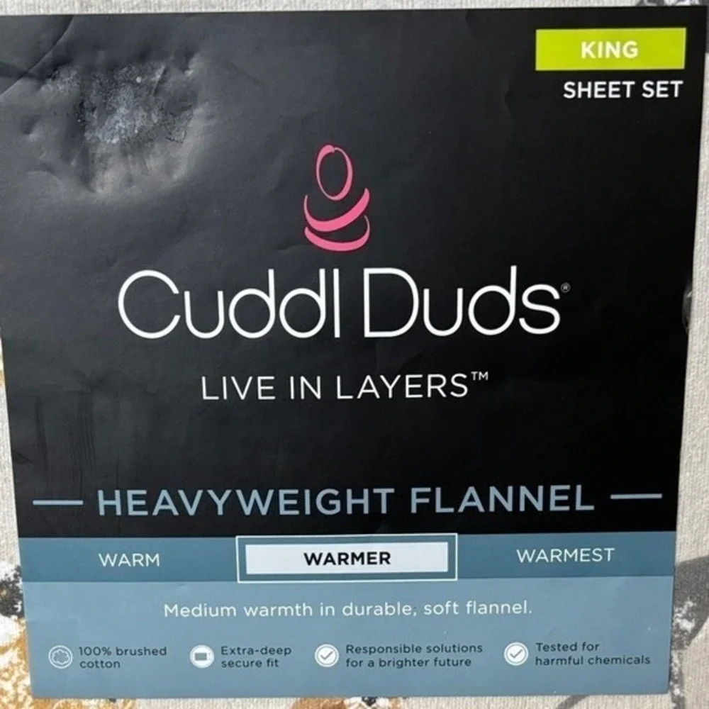 Cuddl Duds Dog Toss Heavyweight Flannel King Sheet Set Winter GIFT NEW