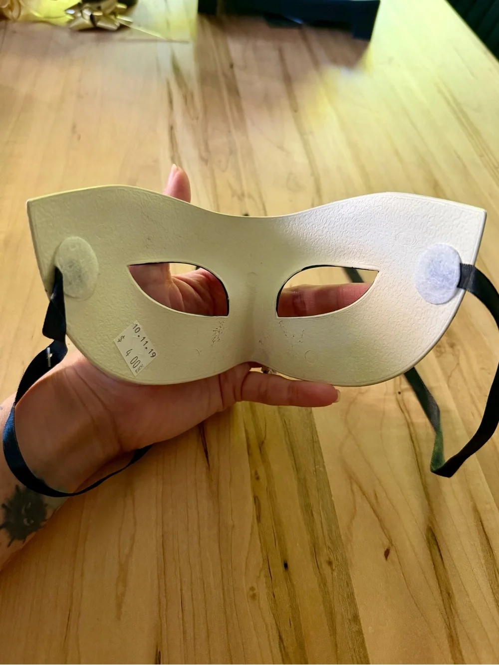White Floral Hand-Painted Masquerade Mask