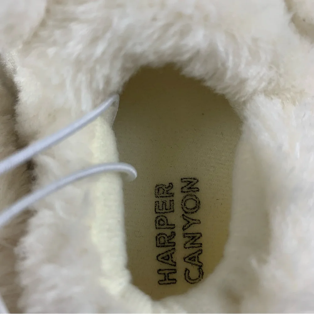 HARPER CANYON Ivory White Soft Cozy Fluffy Bunny Animal Slippers 5 D‎ NWOB 7440