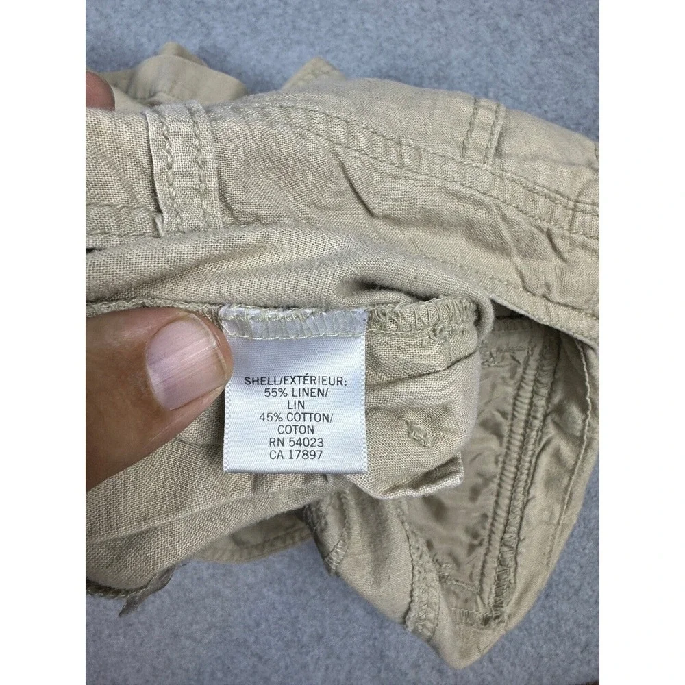 Banana Republic Cropped Cargo Pants Women's 8 Tan‎ Linen Cotton High Rise Casual