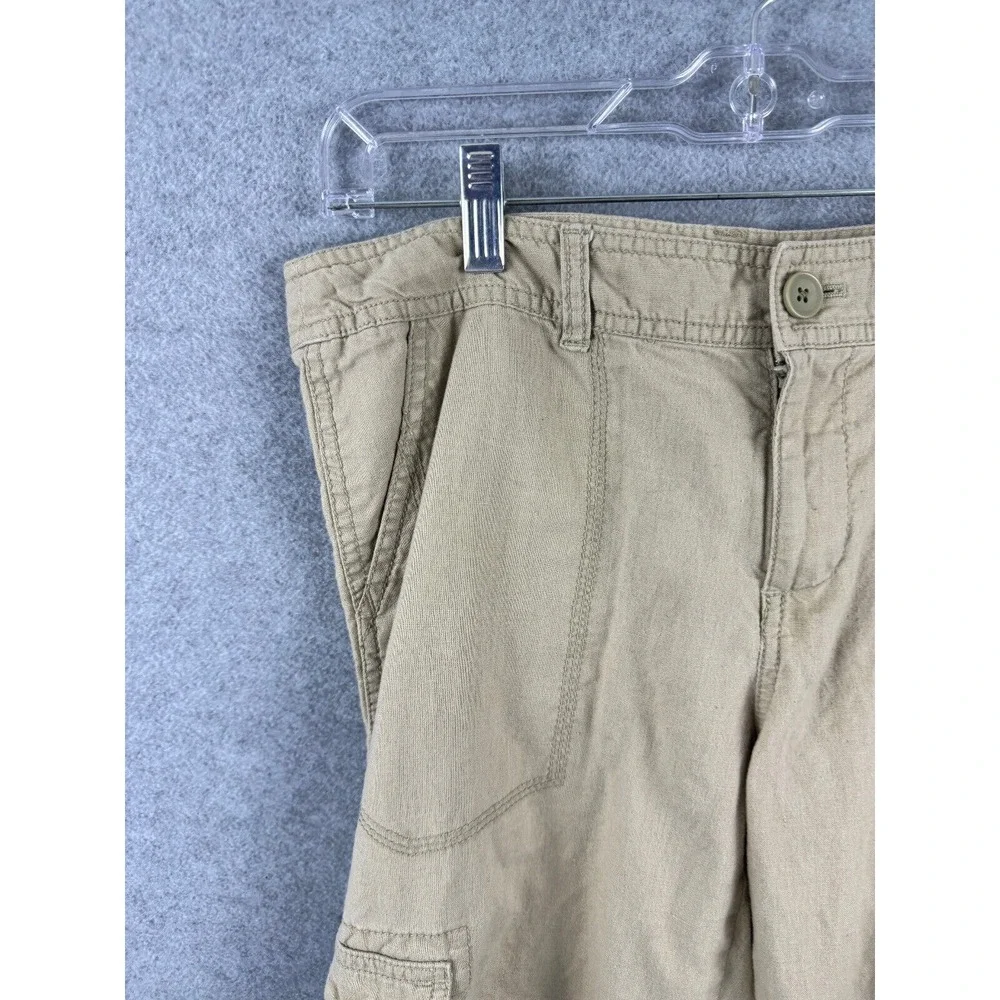 Banana Republic Cropped Cargo Pants Women's 8 Tan‎ Linen Cotton High Rise Casual