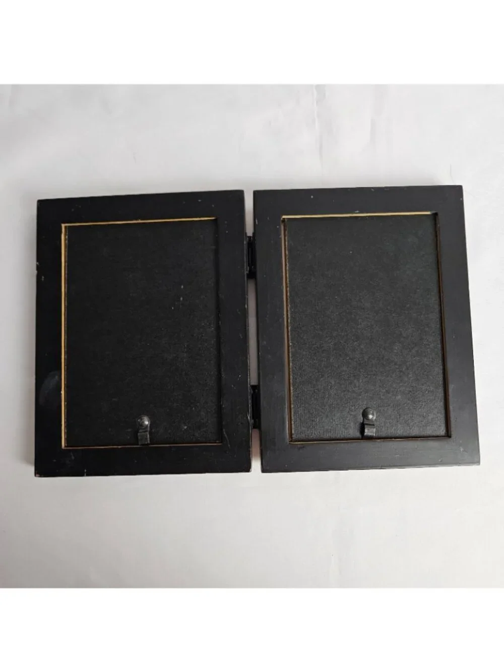 Picture Frame Wood Hinged Double Holds Two 3x5 Photos Folding Display
