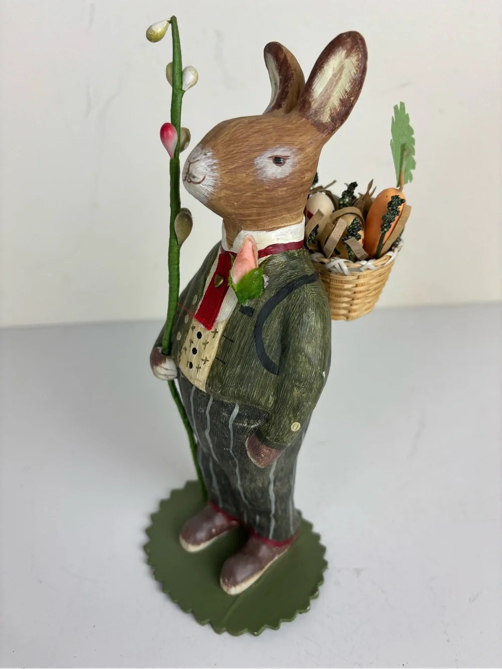 Hallmark Heirloom Bunny by Crista Couch-Dapper Rabbit w basket-8”