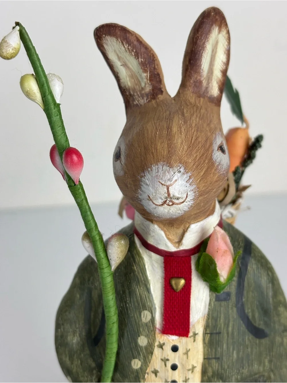 Hallmark Heirloom Bunny by Crista Couch-Dapper Rabbit w basket-8”
