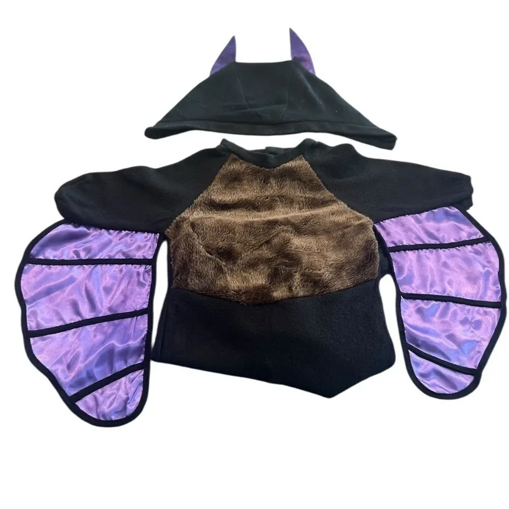 My First Halloween Lil Bat Costume Separate Hat Black Purple Wings  Size Infant