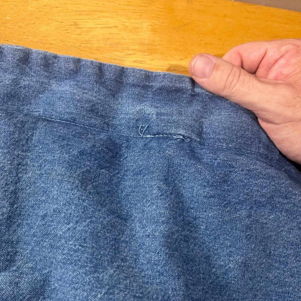 Vtg Crown Crafts Blue Denim Standard Pillow Sham 100% Cotton Made in USA